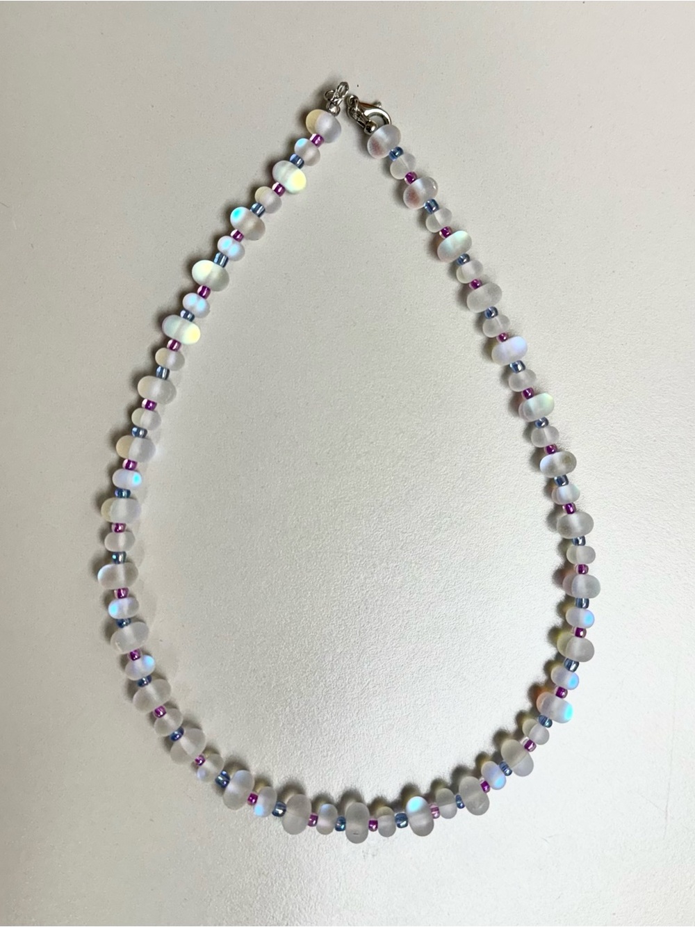 17” iridescent beaded necklace